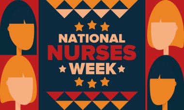 Ulusal Hemşireler Haftası. Teşekkürler hemşireler. Tıbbi ve sağlık hizmetleri konsepti. Virüslere ve hastalıklara karşı savaşanlar. Doktorların şerefine. Amerika 'da yıllık kutlama. Vektör illüstrasyon posteri