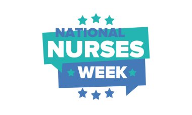 Ulusal Hemşireler Haftası. Teşekkürler hemşireler. Tıbbi ve sağlık hizmetleri konsepti. Virüslere ve hastalıklara karşı savaşanlar. Doktorların şerefine. Amerika 'da yıllık kutlama. Vektör illüstrasyon posteri