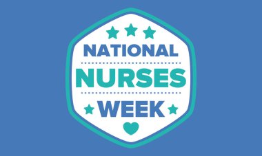 Ulusal Hemşireler Haftası. Teşekkürler hemşireler. Tıbbi ve sağlık hizmetleri konsepti. Virüslere ve hastalıklara karşı savaşanlar. Doktorların şerefine. Amerika 'da yıllık kutlama. Vektör illüstrasyon posteri