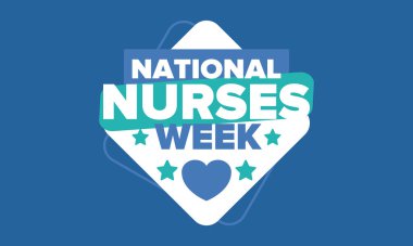 Ulusal Hemşireler Haftası. Teşekkürler hemşireler. Tıbbi ve sağlık hizmetleri konsepti. Virüslere ve hastalıklara karşı savaşanlar. Doktorların şerefine. Amerika 'da yıllık kutlama. Vektör illüstrasyon posteri