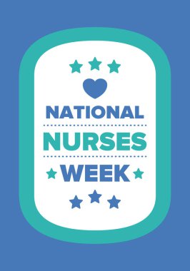 Ulusal Hemşireler Haftası. Teşekkürler hemşireler. Tıbbi ve sağlık hizmetleri konsepti. Virüslere ve hastalıklara karşı savaşanlar. Doktorların şerefine. Amerika 'da yıllık kutlama. Vektör illüstrasyon posteri