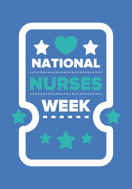 Ulusal Hemşireler Haftası. Teşekkürler hemşireler. Tıbbi ve sağlık hizmetleri konsepti. Virüslere ve hastalıklara karşı savaşanlar. Doktorların şerefine. Amerika 'da yıllık kutlama. Vektör illüstrasyon posteri