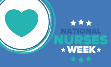 Ulusal Hemşireler Haftası. Teşekkürler hemşireler. Tıbbi ve sağlık hizmetleri konsepti. Virüslere ve hastalıklara karşı savaşanlar. Doktorların şerefine. Amerika 'da yıllık kutlama. Vektör illüstrasyon posteri