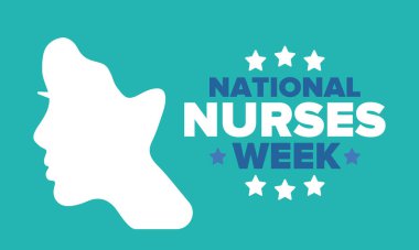 Ulusal Hemşireler Haftası. Teşekkürler hemşireler. Tıbbi ve sağlık hizmetleri konsepti. Virüslere ve hastalıklara karşı savaşanlar. Doktorların şerefine. Amerika 'da yıllık kutlama. Vektör illüstrasyon posteri