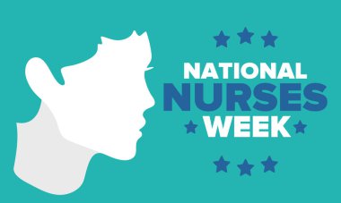 Ulusal Hemşireler Haftası. Teşekkürler hemşireler. Tıbbi ve sağlık hizmetleri konsepti. Virüslere ve hastalıklara karşı savaşanlar. Doktorların şerefine. Amerika 'da yıllık kutlama. Vektör illüstrasyon posteri