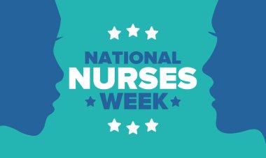 Ulusal Hemşireler Haftası. Teşekkürler hemşireler. Tıbbi ve sağlık hizmetleri konsepti. Virüslere ve hastalıklara karşı savaşanlar. Doktorların şerefine. Amerika 'da yıllık kutlama. Vektör illüstrasyon posteri