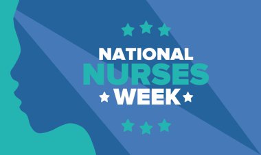 Ulusal Hemşireler Haftası. Teşekkürler hemşireler. Tıbbi ve sağlık hizmetleri konsepti. Virüslere ve hastalıklara karşı savaşanlar. Doktorların şerefine. Amerika 'da yıllık kutlama. Vektör illüstrasyon posteri