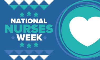 Ulusal Hemşireler Haftası. Teşekkürler hemşireler. Tıbbi ve sağlık hizmetleri konsepti. Virüslere ve hastalıklara karşı savaşanlar. Doktorların şerefine. Amerika 'da yıllık kutlama. Vektör illüstrasyon posteri