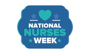 Ulusal Hemşireler Haftası. Teşekkürler hemşireler. Tıbbi ve sağlık hizmetleri konsepti. Virüslere ve hastalıklara karşı savaşanlar. Doktorların şerefine. Amerika 'da yıllık kutlama. Vektör illüstrasyon posteri