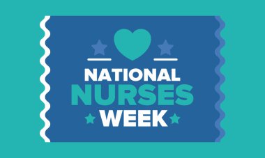 Ulusal Hemşireler Haftası. Teşekkürler hemşireler. Tıbbi ve sağlık hizmetleri konsepti. Virüslere ve hastalıklara karşı savaşanlar. Doktorların şerefine. Amerika 'da yıllık kutlama. Vektör illüstrasyon posteri