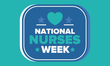 Ulusal Hemşireler Haftası. Teşekkürler hemşireler. Tıbbi ve sağlık hizmetleri konsepti. Virüslere ve hastalıklara karşı savaşanlar. Doktorların şerefine. Amerika 'da yıllık kutlama. Vektör illüstrasyon posteri