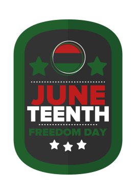 Haziran Bağımsızlık Günü 'nde. Özgürlük ya da Özgürlük Günü. Yıllık Amerikan bayramı, 19 Haziran 'da kutlandı. Afro-Amerikan tarihi ve mirası. Poster, tebrik kartı, afiş ve geçmiş. Vektör