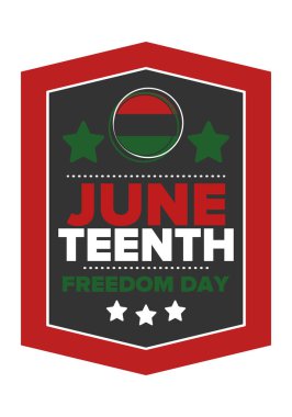 Haziran Bağımsızlık Günü 'nde. Özgürlük ya da Özgürlük Günü. Yıllık Amerikan bayramı, 19 Haziran 'da kutlandı. Afro-Amerikan tarihi ve mirası. Poster, tebrik kartı, afiş ve geçmiş. Vektör