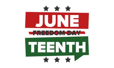 Haziran Bağımsızlık Günü 'nde. Özgürlük ya da Özgürlük Günü. Yıllık Amerikan bayramı, 19 Haziran 'da kutlandı. Afro-Amerikan tarihi ve mirası. Poster, tebrik kartı, afiş ve geçmiş. Vektör