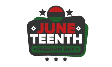 Haziran Bağımsızlık Günü 'nde. Özgürlük ya da Özgürlük Günü. Yıllık Amerikan bayramı, 19 Haziran 'da kutlandı. Afro-Amerikan tarihi ve mirası. Poster, tebrik kartı, afiş ve geçmiş. Vektör