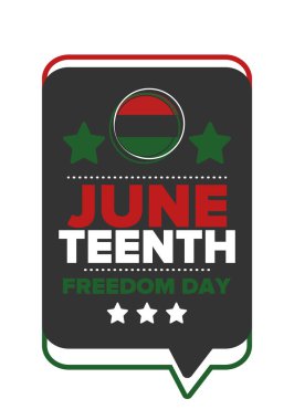Haziran Bağımsızlık Günü 'nde. Özgürlük ya da Özgürlük Günü. Yıllık Amerikan bayramı, 19 Haziran 'da kutlandı. Afro-Amerikan tarihi ve mirası. Poster, tebrik kartı, afiş ve geçmiş. Vektör