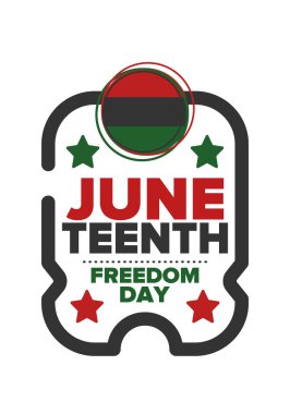 Haziran Bağımsızlık Günü 'nde. Özgürlük ya da Özgürlük Günü. Yıllık Amerikan bayramı, 19 Haziran 'da kutlandı. Afro-Amerikan tarihi ve mirası. Poster, tebrik kartı, afiş ve geçmiş. Vektör
