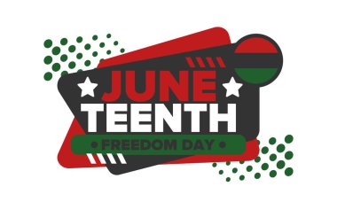 Haziran Bağımsızlık Günü 'nde. Özgürlük ya da Özgürlük Günü. Yıllık Amerikan bayramı, 19 Haziran 'da kutlandı. Afro-Amerikan tarihi ve mirası. Poster, tebrik kartı, afiş ve geçmiş. Vektör