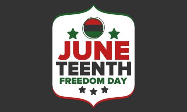 Haziran Bağımsızlık Günü 'nde. Özgürlük ya da Özgürlük Günü. Yıllık Amerikan bayramı, 19 Haziran 'da kutlandı. Afro-Amerikan tarihi ve mirası. Poster, tebrik kartı, afiş ve geçmiş. Vektör