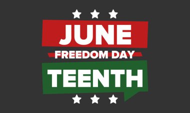 Haziran Bağımsızlık Günü 'nde. Özgürlük ya da Özgürlük Günü. Yıllık Amerikan bayramı, 19 Haziran 'da kutlandı. Afro-Amerikan tarihi ve mirası. Poster, tebrik kartı, afiş ve geçmiş. Vektör