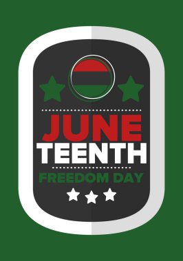 Haziran Bağımsızlık Günü 'nde. Özgürlük ya da Özgürlük Günü. Yıllık Amerikan bayramı, 19 Haziran 'da kutlandı. Afro-Amerikan tarihi ve mirası. Poster, tebrik kartı, afiş ve geçmiş. Vektör