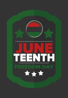 Haziran Bağımsızlık Günü 'nde. Özgürlük ya da Özgürlük Günü. Yıllık Amerikan bayramı, 19 Haziran 'da kutlandı. Afro-Amerikan tarihi ve mirası. Poster, tebrik kartı, afiş ve geçmiş. Vektör
