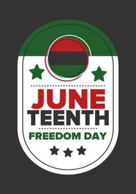 Haziran Bağımsızlık Günü 'nde. Özgürlük ya da Özgürlük Günü. Yıllık Amerikan bayramı, 19 Haziran 'da kutlandı. Afro-Amerikan tarihi ve mirası. Poster, tebrik kartı, afiş ve geçmiş. Vektör