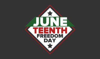 Haziran Bağımsızlık Günü 'nde. Özgürlük ya da Özgürlük Günü. Yıllık Amerikan bayramı, 19 Haziran 'da kutlandı. Afro-Amerikan tarihi ve mirası. Poster, tebrik kartı, afiş ve geçmiş. Vektör