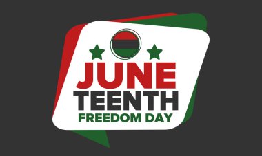 Haziran Bağımsızlık Günü 'nde. Özgürlük ya da Özgürlük Günü. Yıllık Amerikan bayramı, 19 Haziran 'da kutlandı. Afro-Amerikan tarihi ve mirası. Poster, tebrik kartı, afiş ve geçmiş. Vektör