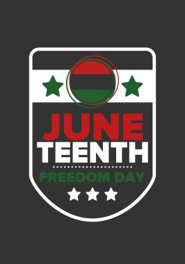Haziran Bağımsızlık Günü 'nde. Özgürlük ya da Özgürlük Günü. Yıllık Amerikan bayramı, 19 Haziran 'da kutlandı. Afro-Amerikan tarihi ve mirası. Poster, tebrik kartı, afiş ve geçmiş. Vektör