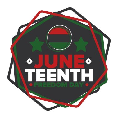 Haziran Bağımsızlık Günü 'nde. Özgürlük ya da Özgürlük Günü. Yıllık Amerikan bayramı, 19 Haziran 'da kutlandı. Afro-Amerikan tarihi ve mirası. Poster, tebrik kartı, afiş ve geçmiş. Vektör