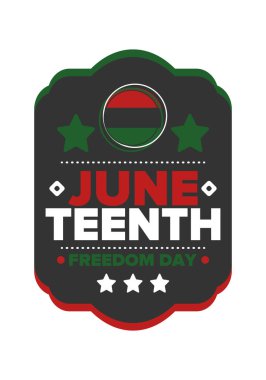 Haziran Bağımsızlık Günü 'nde. Özgürlük ya da Özgürlük Günü. Yıllık Amerikan bayramı, 19 Haziran 'da kutlandı. Afro-Amerikan tarihi ve mirası. Poster, tebrik kartı, afiş ve geçmiş. Vektör
