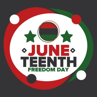 Haziran Bağımsızlık Günü 'nde. Özgürlük ya da Özgürlük Günü. Yıllık Amerikan bayramı, 19 Haziran 'da kutlandı. Afro-Amerikan tarihi ve mirası. Poster, tebrik kartı, afiş ve geçmiş. Vektör