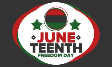 Haziran Bağımsızlık Günü 'nde. Özgürlük ya da Özgürlük Günü. Yıllık Amerikan bayramı, 19 Haziran 'da kutlandı. Afro-Amerikan tarihi ve mirası. Poster, tebrik kartı, afiş ve geçmiş. Vektör