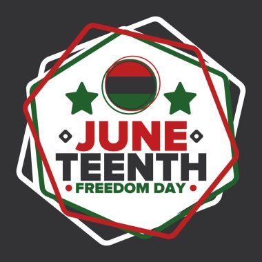 Haziran Bağımsızlık Günü 'nde. Özgürlük ya da Özgürlük Günü. Yıllık Amerikan bayramı, 19 Haziran 'da kutlandı. Afro-Amerikan tarihi ve mirası. Poster, tebrik kartı, afiş ve geçmiş. Vektör