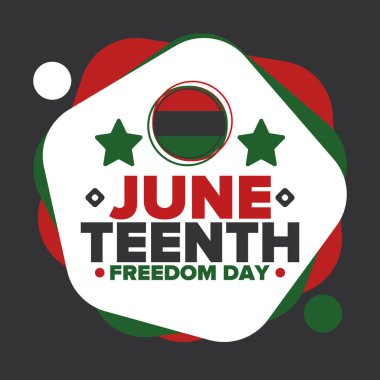 Haziran Bağımsızlık Günü 'nde. Özgürlük ya da Özgürlük Günü. Yıllık Amerikan bayramı, 19 Haziran 'da kutlandı. Afro-Amerikan tarihi ve mirası. Poster, tebrik kartı, afiş ve geçmiş. Vektör