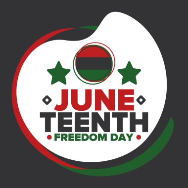 Haziran Bağımsızlık Günü 'nde. Özgürlük ya da Özgürlük Günü. Yıllık Amerikan bayramı, 19 Haziran 'da kutlandı. Afro-Amerikan tarihi ve mirası. Poster, tebrik kartı, afiş ve geçmiş. Vektör