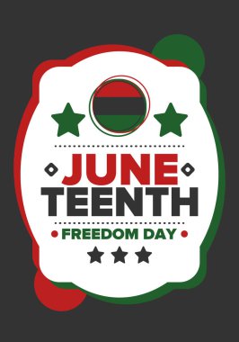 Haziran Bağımsızlık Günü 'nde. Özgürlük ya da Özgürlük Günü. Yıllık Amerikan bayramı, 19 Haziran 'da kutlandı. Afro-Amerikan tarihi ve mirası. Poster, tebrik kartı, afiş ve geçmiş. Vektör