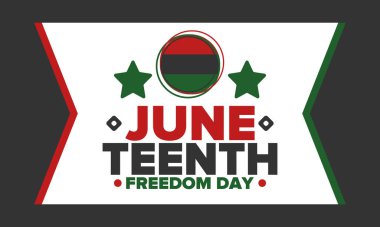 Haziran Bağımsızlık Günü 'nde. Özgürlük ya da Özgürlük Günü. Yıllık Amerikan bayramı, 19 Haziran 'da kutlandı. Afro-Amerikan tarihi ve mirası. Poster, tebrik kartı, afiş ve geçmiş. Vektör