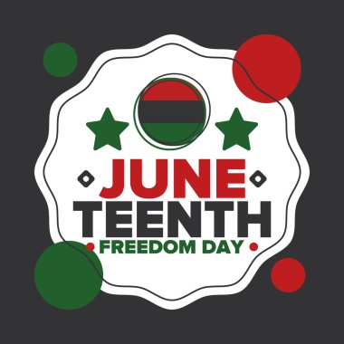 Haziran Bağımsızlık Günü 'nde. Özgürlük ya da Özgürlük Günü. Yıllık Amerikan bayramı, 19 Haziran 'da kutlandı. Afro-Amerikan tarihi ve mirası. Poster, tebrik kartı, afiş ve geçmiş. Vektör