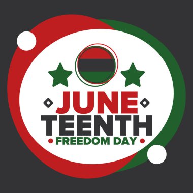 Haziran Bağımsızlık Günü 'nde. Özgürlük ya da Özgürlük Günü. Yıllık Amerikan bayramı, 19 Haziran 'da kutlandı. Afro-Amerikan tarihi ve mirası. Poster, tebrik kartı, afiş ve geçmiş. Vektör