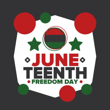 Haziran Bağımsızlık Günü 'nde. Özgürlük ya da Özgürlük Günü. Yıllık Amerikan bayramı, 19 Haziran 'da kutlandı. Afro-Amerikan tarihi ve mirası. Poster, tebrik kartı, afiş ve geçmiş. Vektör