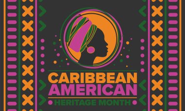 Caribbean American Heritage Month in June. Culture Month to the people of America. Celebrate annual with festival. Happy holiday. Poster, card, banner and background. Vector illustration clipart