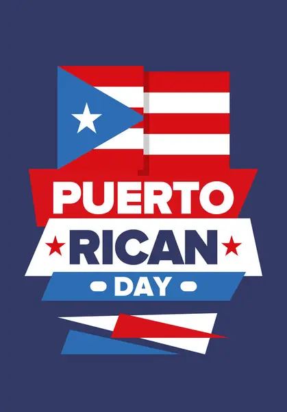 stock vector Puerto Rican Day. National happy holiday. Festival and parade in honor of independence and freedom. Puerto Rico flag. Latin american country. Patriotic elements. Vector poster illustration