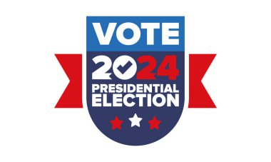 Presidential Election 2024 in United States. Vote day, November 5. US Election. Patriotic american element. Poster, card, banner and background. Vector illustration