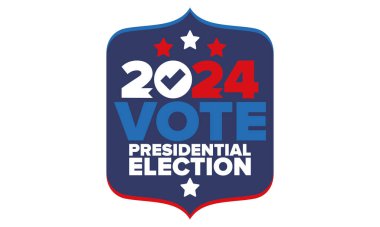 Presidential Election 2024 in United States. Vote day, November 5. US Election. Patriotic american element. Poster, card, banner and background. Vector illustration