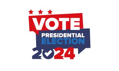 Presidential Election 2024 in United States. Vote day, November 5. US Election. Patriotic american element. Poster, card, banner and background. Vector illustration