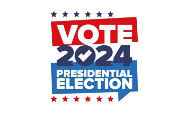 Presidential Election 2024 in United States. Vote day, November 5. US Election. Patriotic american element. Poster, card, banner and background. Vector illustration