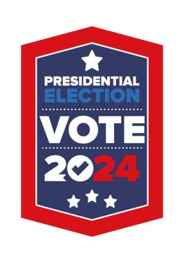 Presidential Election 2024 in United States. Vote day, November 5. US Election. Patriotic american element. Poster, card, banner and background. Vector illustration