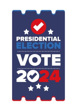 Presidential Election 2024 in United States. Vote day, November 5. US Election. Patriotic american element. Poster, card, banner and background. Vector illustration